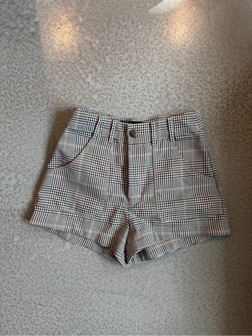 Zara Checked High-Waist Shorts - Black & White